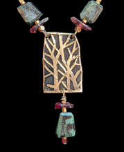emerald & garnet abstract trees set