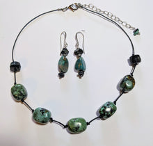african turquoise & tourmaline set