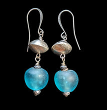 blue african glass & silver set