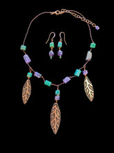 amazonite & amethyst leaves set