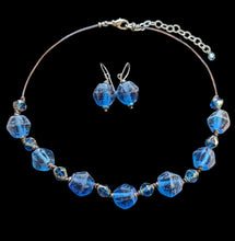 blue african glass choker set