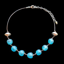 blue african glass & silver set