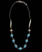 blue african glass & silver set