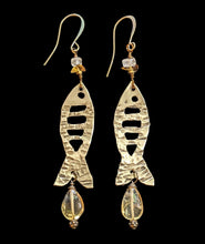 brass fish & citrine set