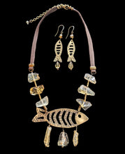brass fish & citrine set