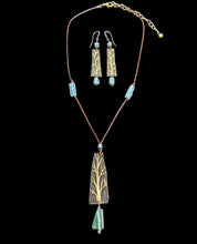 brass tree & roman glass set