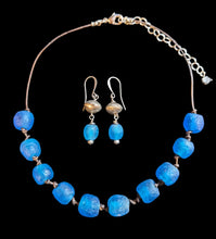 blue african glass choker set