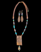 charoite & turquoise copper leaf set