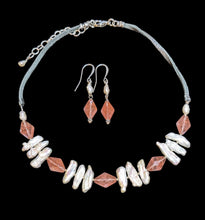 cherry quartz & pearl set