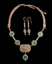copper dragonfly & czech glass set
