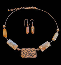 copper leaf & flower agate set