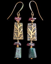 emerald & garnet abstract trees set