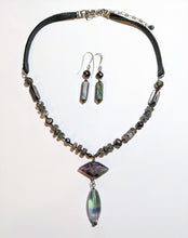 fluorite pendant & pearl set