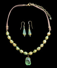fluorite & green pearl set
