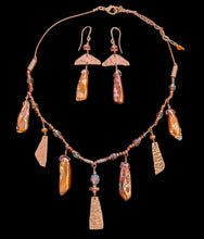 hammered copper & pearl set