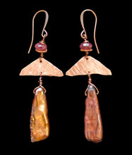 hammered copper & pearl set