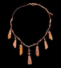 hammered copper & pearl set