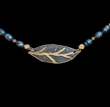 leaf & blue pearl choker set