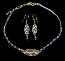 leaf & blue pearl choker set