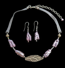 leaf & lavender pearl choker set