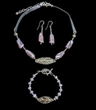 leaf & lavender pearl choker set