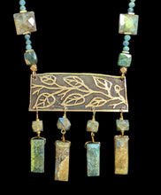 labradorite & emerald leaf & vine set
