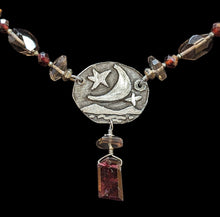 smoky quartz and garnet moon & stars set
