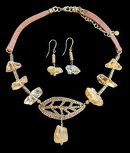 brass leaf & citrine set