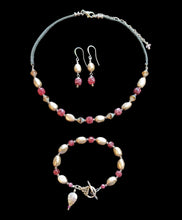 pearl & garnet choker set