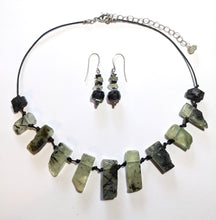 prehnite & tourmaline set