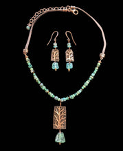 copper tree glass & stone set