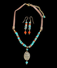 turquoise & carnelian scarab set