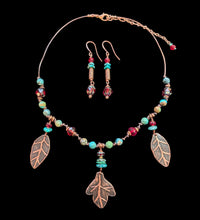 turquoise & glass leaves set