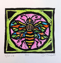 bee lino block print