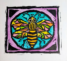 bee lino block print