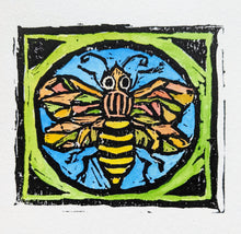 bee lino block print