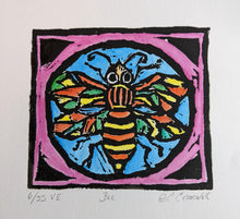 bee lino block print