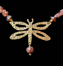 brass dragonfly & garnet set