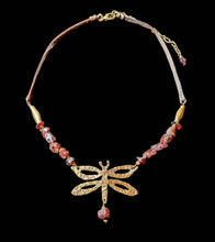 brass dragonfly & garnet set