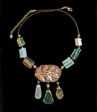 bronze oak leaf & roman glass set