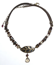 leaf & smoky quartz choker set