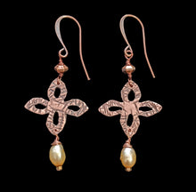 copper flower & pearl set