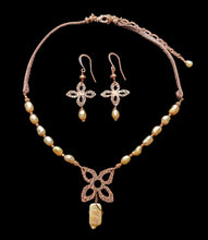 copper flower & pearl set