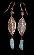 copper leaf & kyanite earrings - sunroot studio