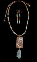 copper leaf & kyanite pendant set - sunroot studio