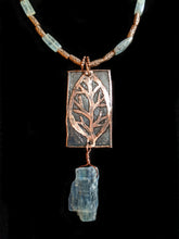 copper leaf & kyanite pendant set
