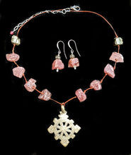 ethiopian cross & strawberry quartz set