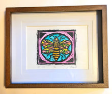bee lino block print