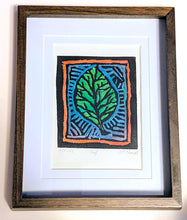 leaf lino block print