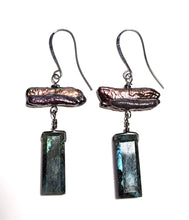 green labradorite & pearl earrings - sunroot studio